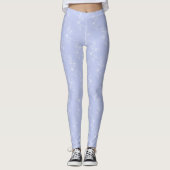 Weiße Blume Blauer Hintergrund Leggings (Vorderseite)