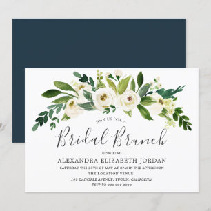 Weiße Blume Blooming Bridal Brunch Einladung