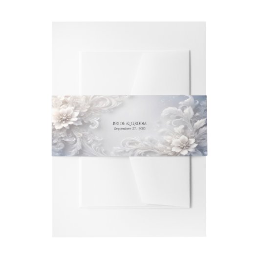 Weiße Blume Blüh Einladung Bauchband Einladungsbanderole (Vorderseite Beispiel)