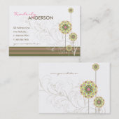 Weiße Blume blüht und Wirbel Moderner Chic Visitenkarte (Vorne/Hinten)