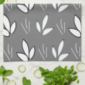 Weiße Blume Blumengrau Geschirrtuch (Gefaltet)