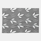 Weiße Blume Blumengrau Geschirrtuch (Horizontal)