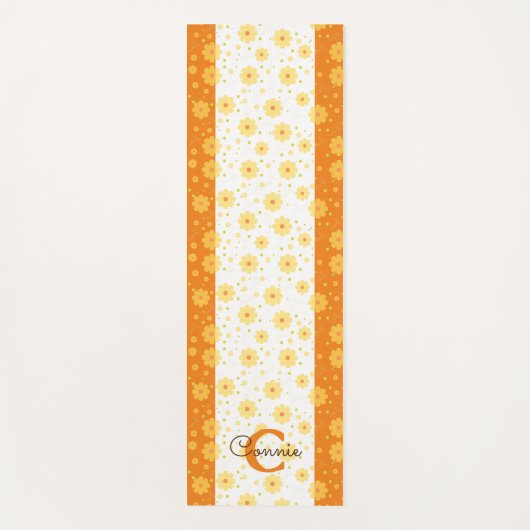Weiße Blume Blumenmuster Monogramm Yogamatte (Vorderseite)