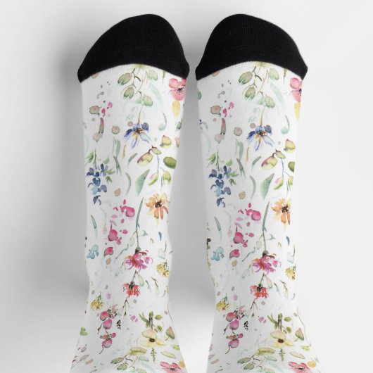 Weiße Blume Blumenmuster Socken (Oben)