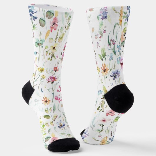 Weiße Blume Blumenmuster Socken (Gewinkelt)