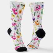 Weiße Blume Blumenmuster Socken (Gewinkelt)