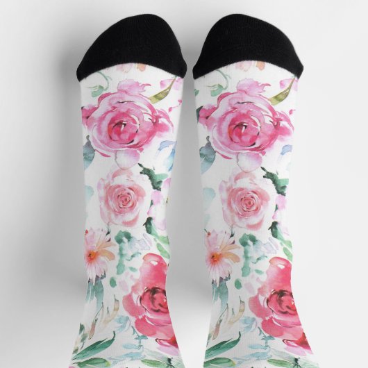 Weiße Blume Blumenmuster Socken (Oben)