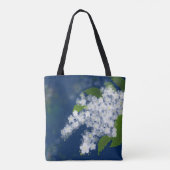 Weiße Blume, blumenreich Tasche (Rückseite)