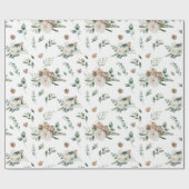 Weiße Blume Blumenstrauß und Pinienbäume Geschenkpapier (Flach)