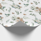 Weiße Blume Blumenstrauß und Pinienbäume Geschenkpapier (Ecke)