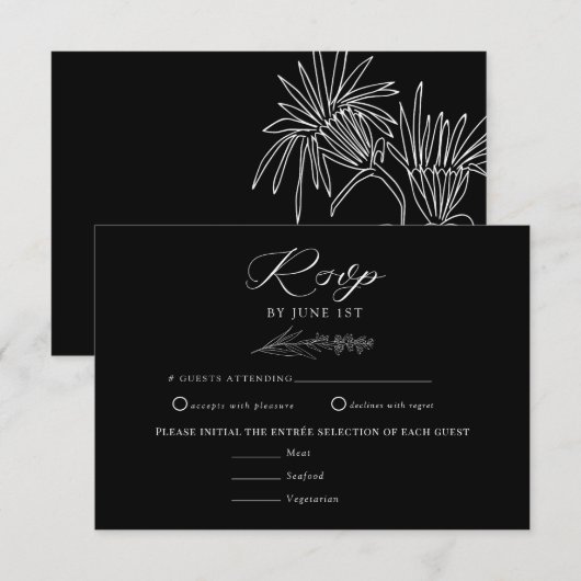 Weiße Blume | Boho Chic Wedding RSVP Karte (Vorne/Hinten)