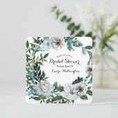 Weiße Blume Botanischer Grünreath Einladung (Stehend Vorderseite)