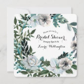 Weiße Blume Botanischer Grünreath Einladung (Vorderseite)