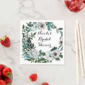 Weiße Blume Botanischer Grünreath Serviette (Beispiel)