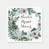 Weiße Blume Botanischer Grünreath Serviette (Vorderseite)