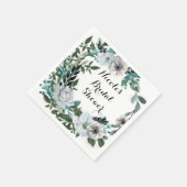 Weiße Blume Botanischer Grünreath Serviette (Ecke)