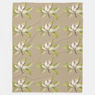 Weiße Blume, brauner Hintergrund Fleecedecke