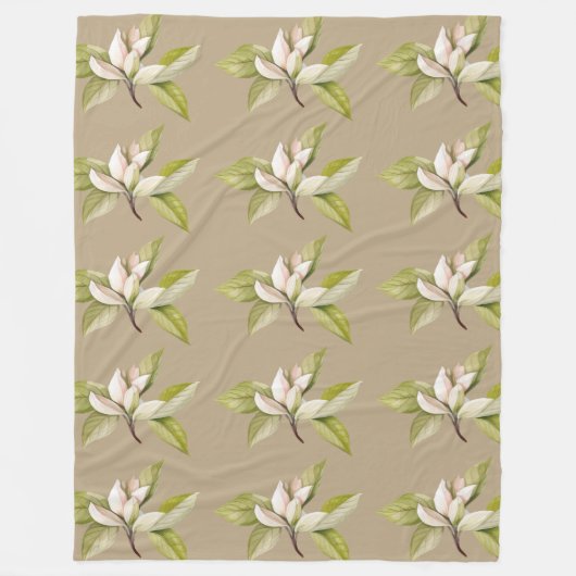 Weiße Blume, brauner Hintergrund Fleecedecke (Vorderseite)
