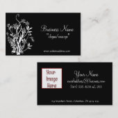 Weiße Blume Bush/Reben auf schwarzer Visitenkarte (Vorne/Hinten)