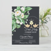 Weiße Blume Chalice Erste Heilige Kommune Einladung (Stehend Vorderseite)