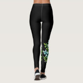 Weiße Blume Corsage Blätter Naturschwarz Leggings (Rückseite)