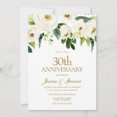 Weiße Blume & Creme 30. Hochzeitstag Einladung (Vorderseite)