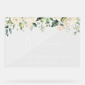 Weiße Blume, Creme-Blume, Babydusche Empfang Acrylschild (Vorderseite)