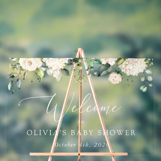 Weiße Blume, Creme-Blume, Babydusche Empfang Acrylschild (Neutral)