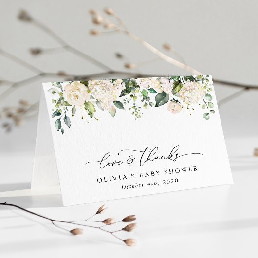 Weiße Blume, Creme-Blume, Boho, Babydusche Dankeskarte