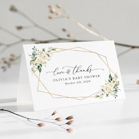 Weiße Blume, Creme-Blume, Boho, Babydusche Dankeskarte