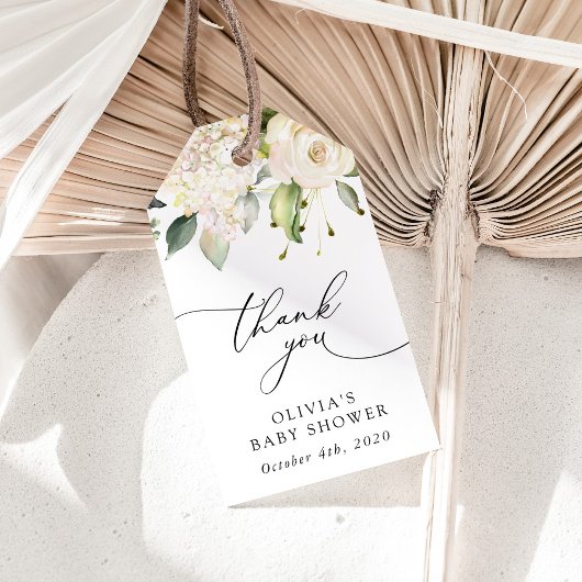 Weiße Blume, Creme-Blume, Boho, Babydusche Geschenkanhänger