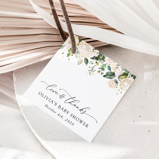 Weiße Blume, Creme-Blume, Boho, Babydusche Geschenkanhänger