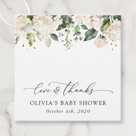 Weiße Blume, Creme-Blume, Boho, Babydusche Geschenkanhänger (Vorderseite)