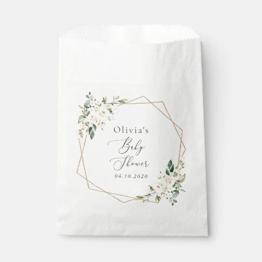Weiße Blume, Creme-Blume, Boho, Babydusche Geschenktütchen (Vorderseite)