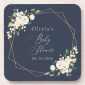 Weiße Blume, Creme-Blume, Boho, Babydusche Getränkeuntersetzer (Vorderseite)