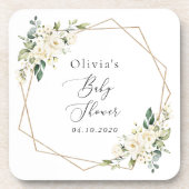 Weiße Blume, Creme-Blume, Boho, Babydusche Getränkeuntersetzer (Vorderseite)