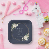 Weiße Blume, Creme-Blume, Boho, Babydusche Pappteller (Party)