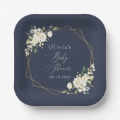 Weiße Blume, Creme-Blume, Boho, Babydusche Pappteller (Vorderseite)