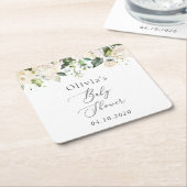 Weiße Blume, Creme-Blume, Boho, Babydusche Rechteckiger Pappuntersetzer (angewinkelt)