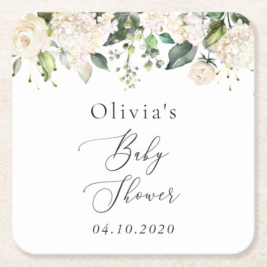 Weiße Blume, Creme-Blume, Boho, Babydusche Rechteckiger Pappuntersetzer (Vorderseite)