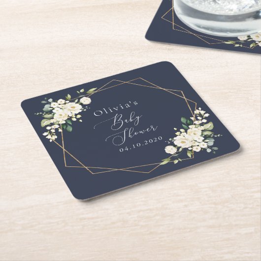 Weiße Blume, Creme-Blume, Boho, Babydusche Rechteckiger Pappuntersetzer (angewinkelt)