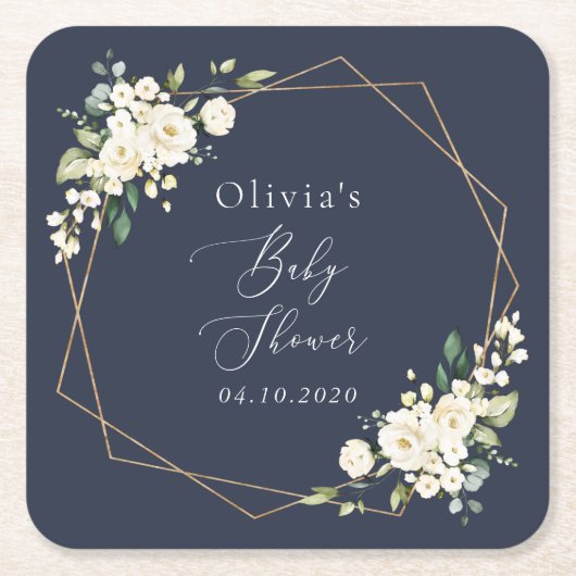 Weiße Blume, Creme-Blume, Boho, Babydusche Rechteckiger Pappuntersetzer (Vorderseite)