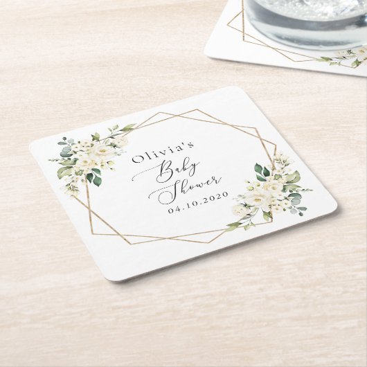 Weiße Blume, Creme-Blume, Boho, Babydusche Rechteckiger Pappuntersetzer (angewinkelt)