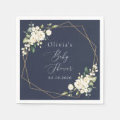 Weiße Blume, Creme-Blume, Boho, Babydusche Serviette (Vorderseite)