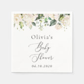 Weiße Blume, Creme-Blume, Boho, Babydusche Serviette (Vorderseite)