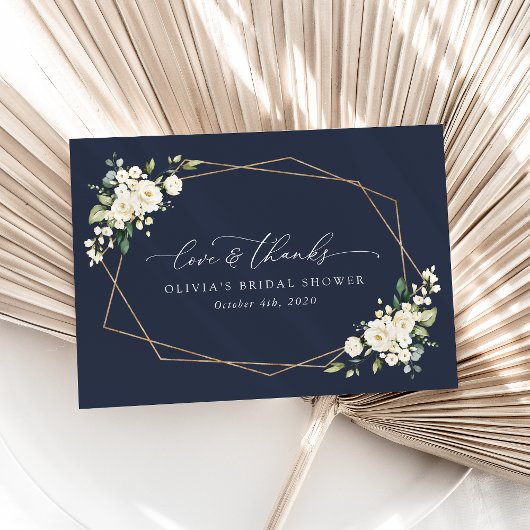 Weiße Blume, Creme-Blume, Boho, Brautparty Dankeskarte