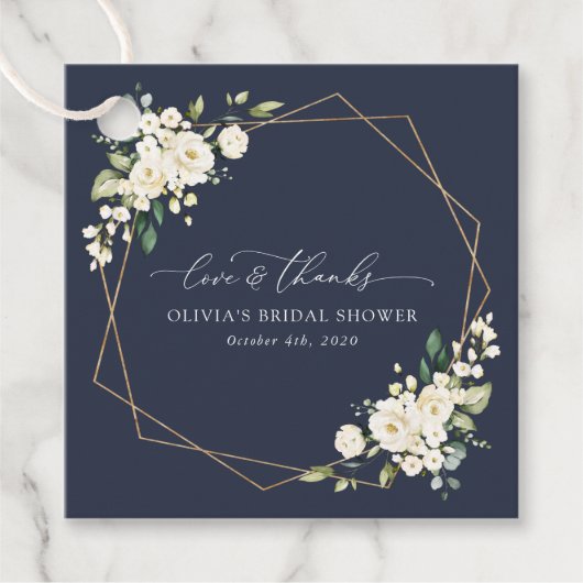 Weiße Blume, Creme-Blume, Boho, Brautparty Geschenkanhänger (Vorderseite)