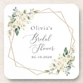 Weiße Blume, Creme-Blume, Boho, Brautparty Getränkeuntersetzer (Vorderseite)