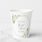 Weiße Blume, Creme-Blume, Boho, Brautparty Pappbecher (Rückseite)