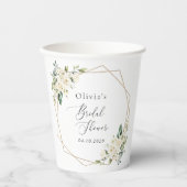 Weiße Blume, Creme-Blume, Boho, Brautparty Pappbecher (Vorderseite)